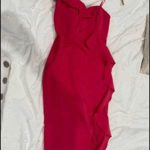 Asymmetric ruffle one shoulder dress